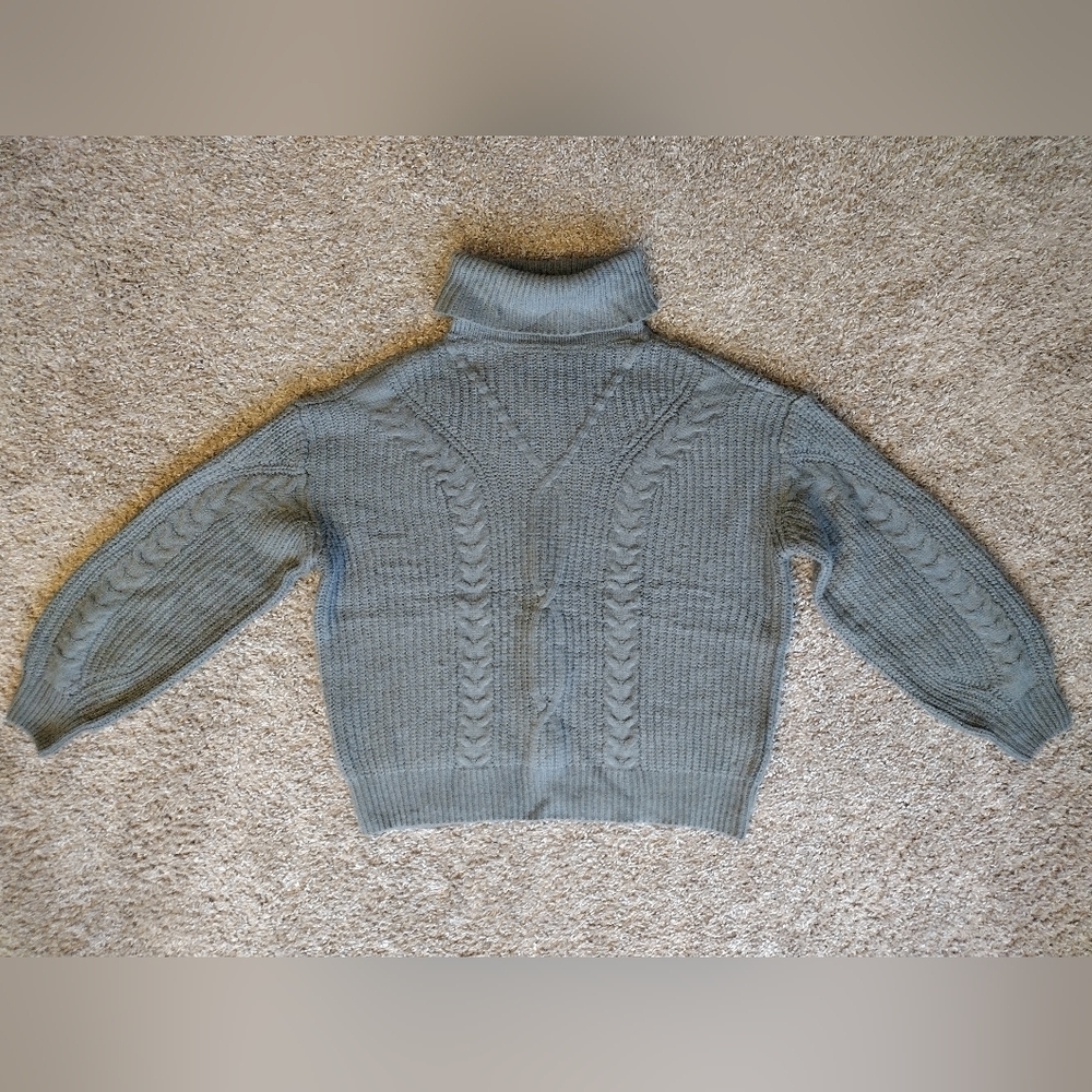 Zesica Turtleneck Chunky Cozy Gray Cable Knit Pullover Sweater Medium - Picture 2 of 11